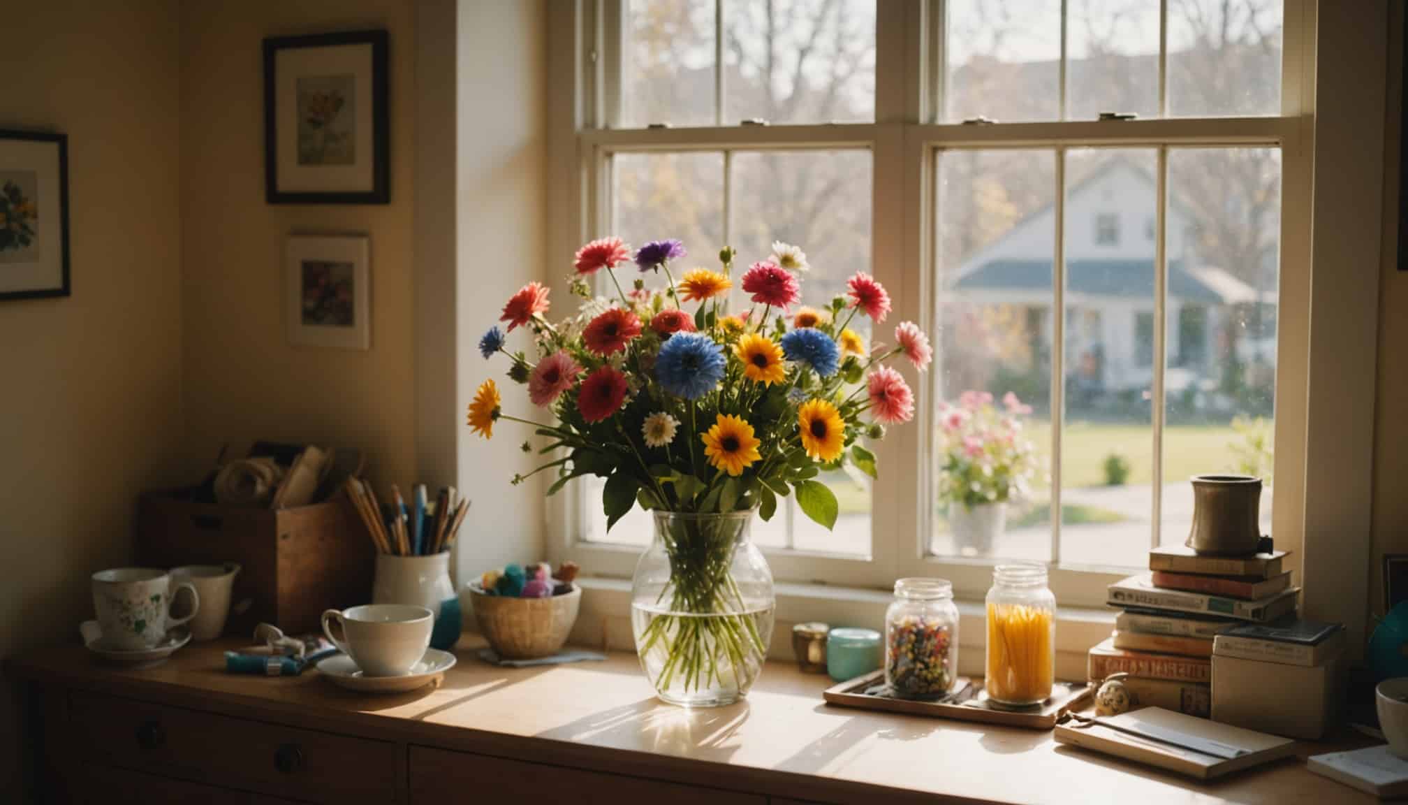 Personne âgée créant un objet décoratif coloré